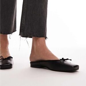 Topshop Black Leather Ballet Flats